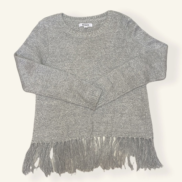 NWOT BB Dakota Jeraldine Fringe Heathered Sweater - Picture 7 of 10